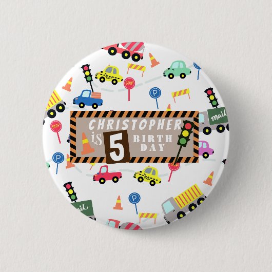 Vervoer Wit Ronde Button 5,7 Cm (Voorkant)