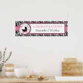 Vervoer, Zebra Print, hot-roze Baby shower banner Poster (Keuken)