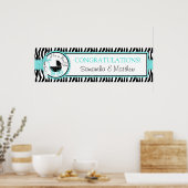 Vervoer, Zebra Print Turquoise Baby shower Banner (Keuken)