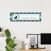 Vervoer, Zebra Print Turquoise Baby shower Banner (Thuiskantoor)