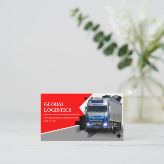 Vervoerbedrijf en logistiek visitekaartje (Staand voorkant)