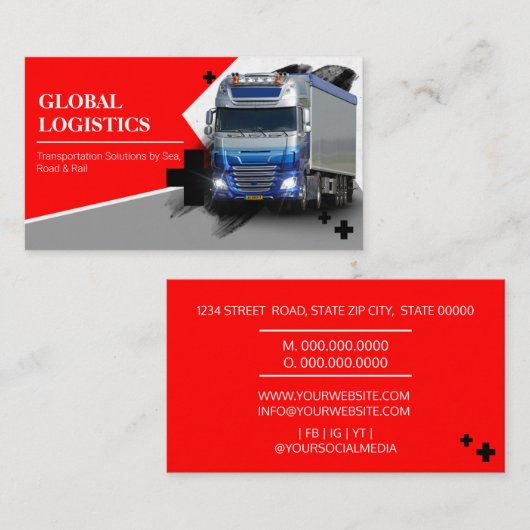 Vervoerbedrijf en logistiek  visitekaartje (Voorkant / Achterkant)