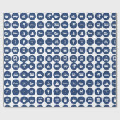 Vervoerpictogrammen in blauw cadeaupapier (Vlak)