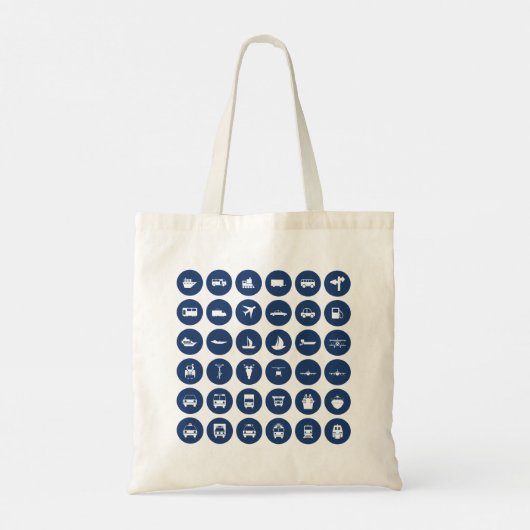 Vervoerpictogrammen in blauw tote bag (Achterkant)