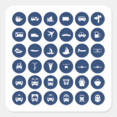 Vervoerpictogrammen in blauw vierkante sticker (Voorkant)