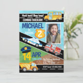 Vervoersauto Vrachtwagen - Aannodiging op verjaard Kaart (Staand voorkant)