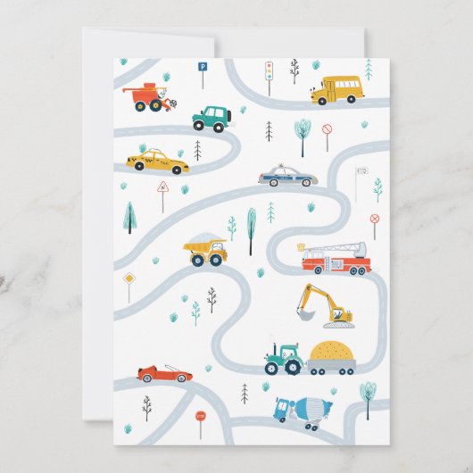 Vervoersauto's en Truck Boy Verjaardag Kaart (Achterkant)