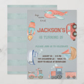 Vervoersjongen verjaardagsuitnodiging. kaart (Voorkant / Achterkant)