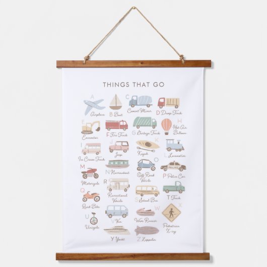 Vervoerslabel Alfabet ABC Kinder Room Decor Hangend Wandkleed (Voorkant)