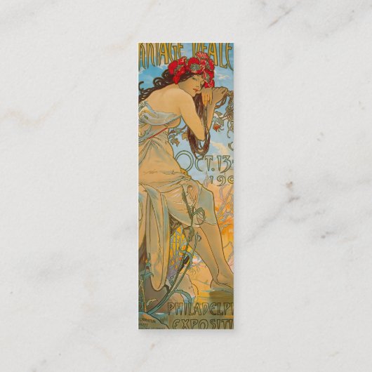 Vervoersmakelaars door Alphonse Mucha (1902) Bladw Mini Visitekaartje (Achterkant)
