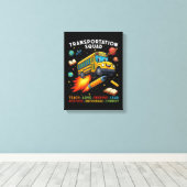 Vervoersploeg Grappige Schoolbuschauffeur Canvas Afdruk (Insitu (Houten vloer))