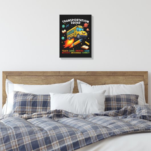 Vervoersploeg Grappige Schoolbuschauffeur Canvas Afdruk (Insitu (Slaapkamer))