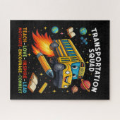 Vervoersploeg Grappige Schoolbuschauffeur Legpuzzel (Horizontaal)