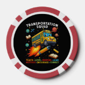 Vervoersploeg Grappige Schoolbuschauffeur Poker Chips (Achterkant)