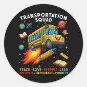 Vervoersploeg Grappige Schoolbuschauffeur Ronde Sticker (Voorkant)