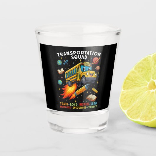 Vervoersploeg Grappige Schoolbuschauffeur Shot Glas (Voorkant)