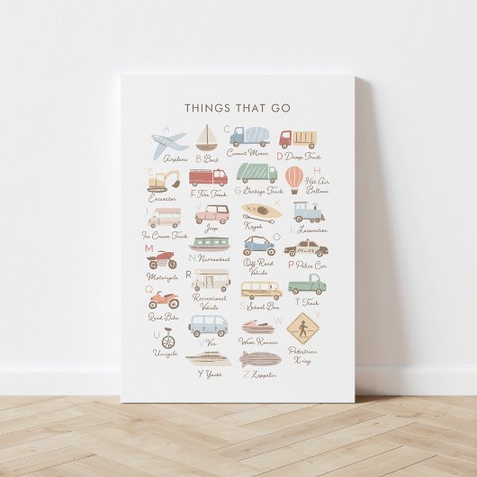 Vervoersruimte Alfabet ABC Kinder Room Canvas Afdruk