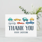 Vervoersthema Birthday Hartelijk dank Bedankkaart (Staand voorkant)