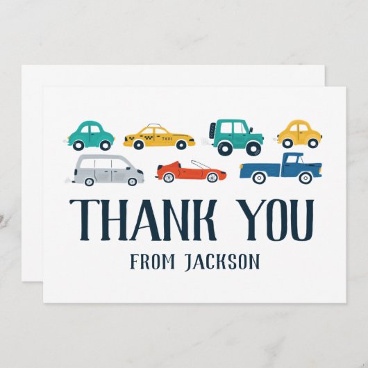 Vervoersthema Birthday Hartelijk dank Bedankkaart (Voorkant / Achterkant)