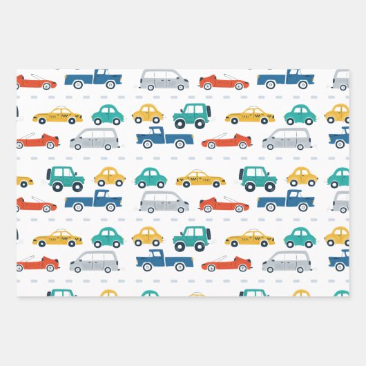 Vervoersthema Birthday Wrapping Paper (Voorkant)