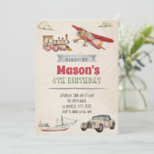 Vervoersverjaardagsuitnodiging Kaart (Staand voorkant)