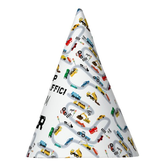 Vervoersvoertuigen Auto's Stoppen Verkeersverjaard Feesthoedjes (Rechts)