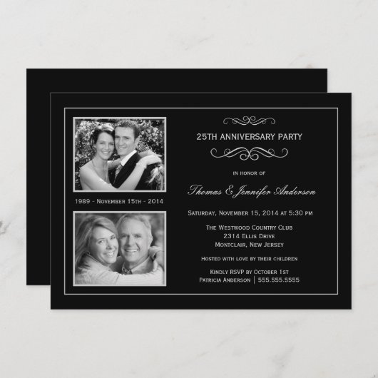 Vervolgens en nu 25e zilverJubileum met 2 foto's Kaart (Voorkant / Achterkant)