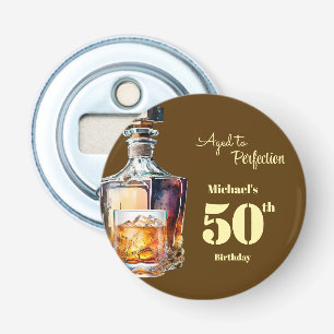 Vervolmaakt heren 50ste whisky verjaardag button flesopener