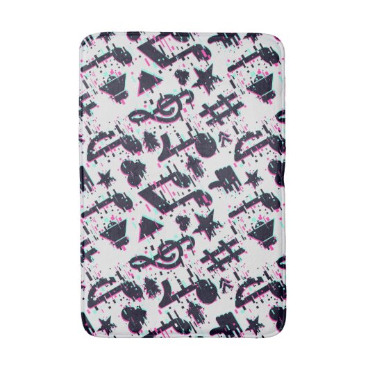 Vervormd muzieknoten & harten patroon badmat (Voorkant Verticaal)