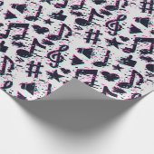 Vervormd muzieknoten & harten patroon cadeaupapier (Hoek)