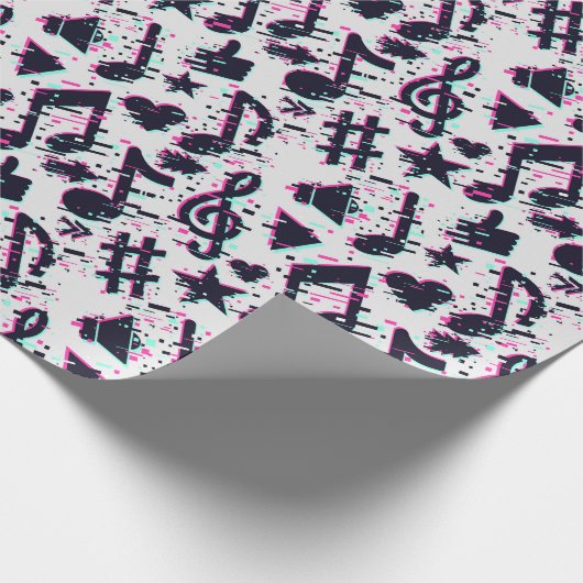 Vervormd muzieknoten & harten patroon cadeaupapier (Hoek)