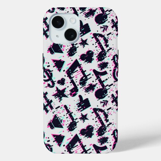 Vervormd muzieknoten & harten patroon Case-Mate iPhone case (Achterkant)