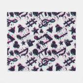 Vervormd muzieknoten & harten patroon fleece deken (Voorkant (Horizontaal))