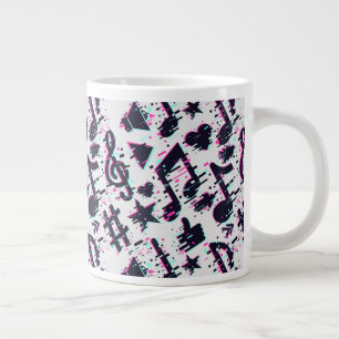 Vervormd muzieknoten & harten patroon grote koffiekop