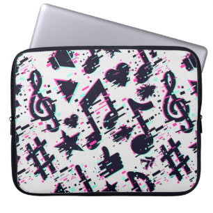Vervormd muzieknoten & harten patroon laptop sleeve
