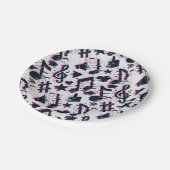 Vervormd muzieknoten & harten patroon papieren bordje (Gekanteld)