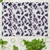 Vervormd muzieknoten & harten patroon theedoek (Gevouwen)