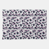 Vervormd muzieknoten & harten patroon theedoek (Horizontaal)