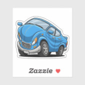 Vervormde Blauwe Cartoon Auto Sticker (Vel)
