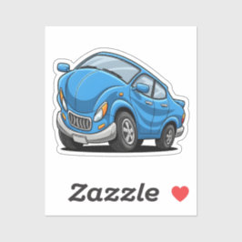 Vervormde Blauwe Cartoon Auto Sticker
