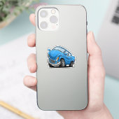 Vervormde Blauwe Cartoon Auto Sticker (Telefoon)