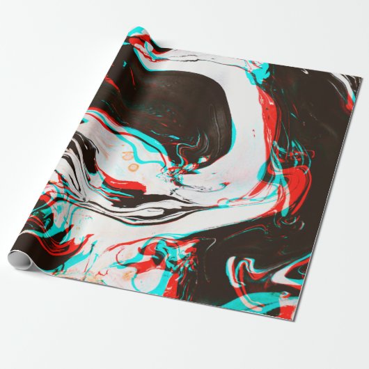 Vervormde en glitsstructuur van gemarmerd inktsurf cadeaupapier (Uitgerold)