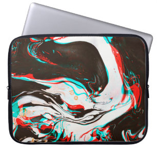 Vervormde en glitsstructuur van gemarmerd inktsurf laptop sleeve