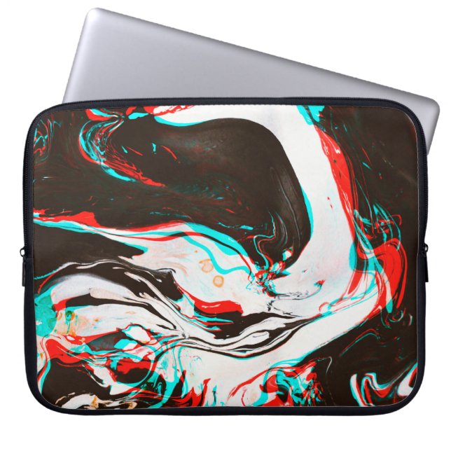 Vervormde en glitsstructuur van gemarmerd inktsurf laptop sleeve (Voorkant)