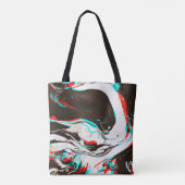Vervormde en glitsstructuur van gemarmerd inktsurf tote bag (Achterkant)