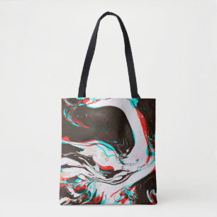 Vervormde en glitsstructuur van gemarmerd inktsurf tote bag