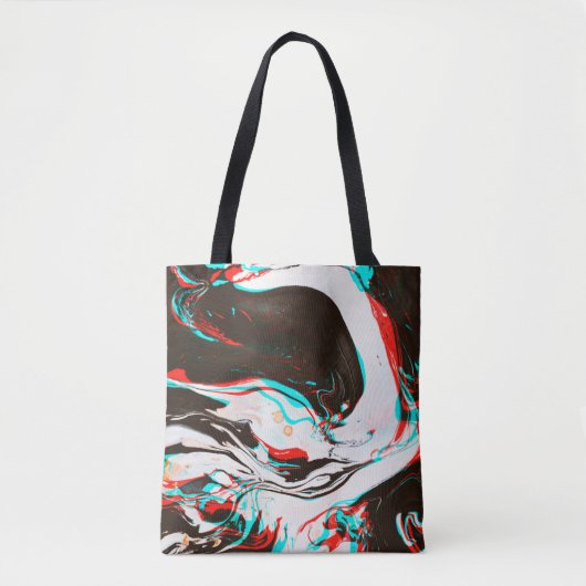 Vervormde en glitsstructuur van gemarmerd inktsurf tote bag (Voorkant)