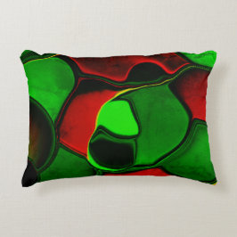 Vervormde en vreemde vormen, rode en groene kleure accent kussen