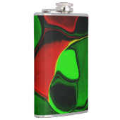 Vervormde en vreemde vormen, rode en groene kleure heupfles (Rechts)