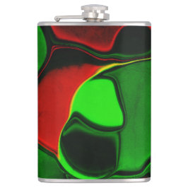 Vervormde en vreemde vormen, rode en groene kleure heupfles